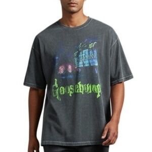 Goosebumps Horrorland Graphic T-Shirt Grey Distressed Wash Men's Size Small